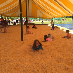The activity all the kids spent the most time at was the Corn Box-- a huge box full of corn kernels. They jumped in the corn, buried themselves in it and came out smiling and covered in corn dust, even with corn in their ears. Perfect kid fun.