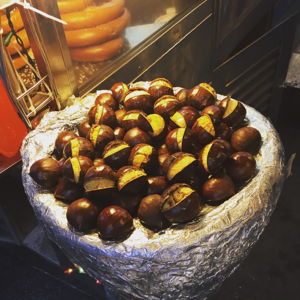 Roasting chestnuts fill New York's night air.