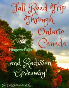 Southern Canada is a great place to leaf peep, enjoy natural beauty, food and art. Read on and enter to win a e-certificate for a one night stay at any Radisson worldswide. #sponsored #staycanada #Radisson #fall #roadtrip #Canada