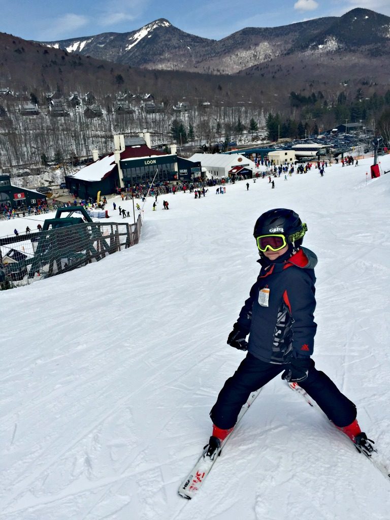 Family skiing at Loon