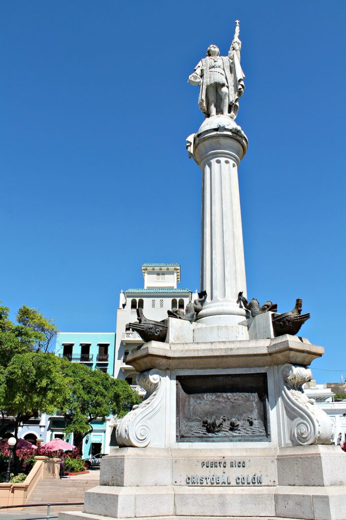 Plaza Colon, a stop of my step-by-step walking tour though Old San Juan, Puerto Rico