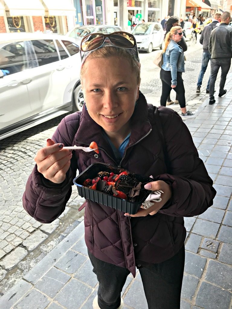 Loaded waffles on our Belgian day trip to Bruges. thedailyadventuresofme.com