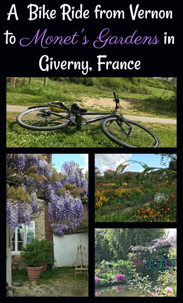 Join me on a bike ride through the medieval village of Vernon to the artist colony and Claude Monet's muse, Giverny through the French countryside. #biking #France #bikinginFrance