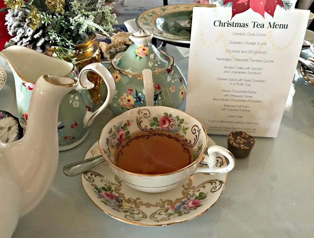 Holiday tea at Blithewold Mansion, Bristol, Rhode Island.