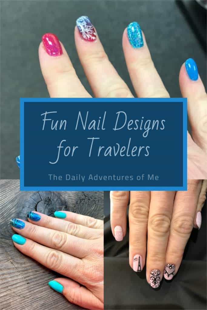 Prepare for your next vacation by bringing along a pretty accessory- pretty travel nails. Read on for ten fun designs. #nails #manicure #travelaccessory #travelnails