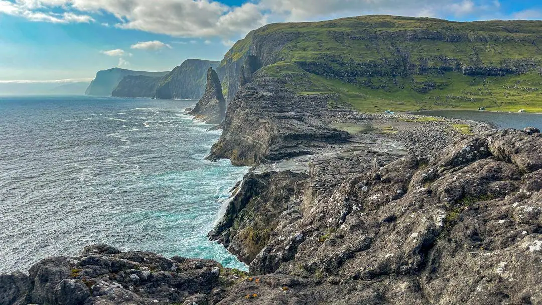 Hiking to Bøsdalafossur on Vagar Island Faroe Islands