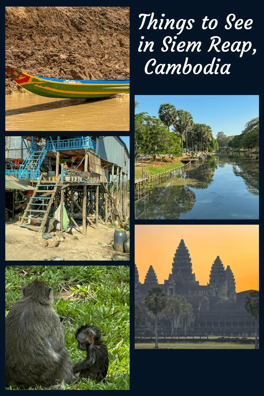 Make the most of your short stay in Siem Reap with this comprehensive guide. Witness the sunrise over Angkor Wat, explore the ancient ruins of Bakong and Preah Ko, and enjoy the local culture in downtown Siem Reap. Discover the Royal Residence, pay respects at the Killing Fields, and take a peaceful tour of the floating villages. Cap off your days with soothing massages. An unforgettable Cambodian experience awaits! #SiemReapCambodia